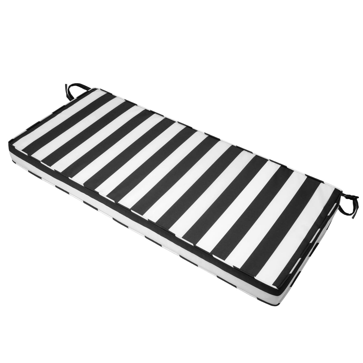 Mrsenloi bench cushion front view showing clean black and white pattern and fit