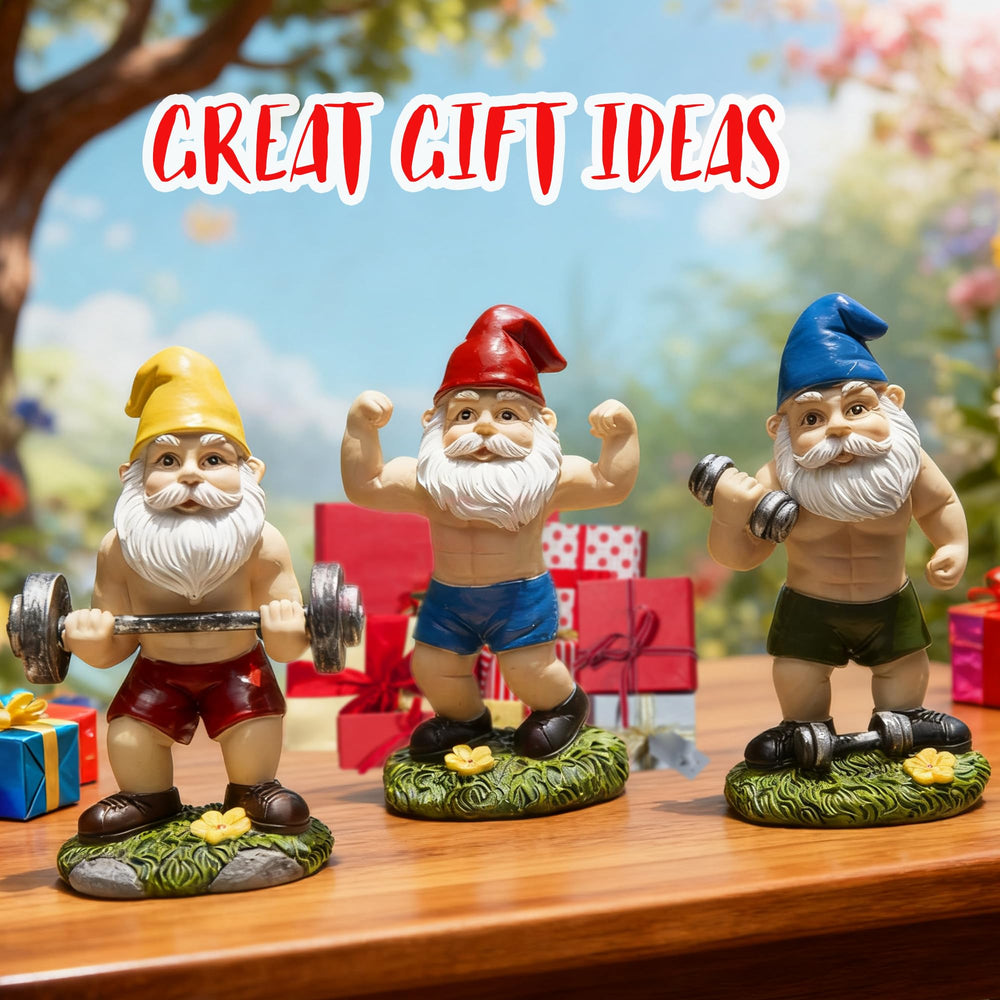 Mrsivrop dumbbell gnome staged in a potted plant adding whimsical charm