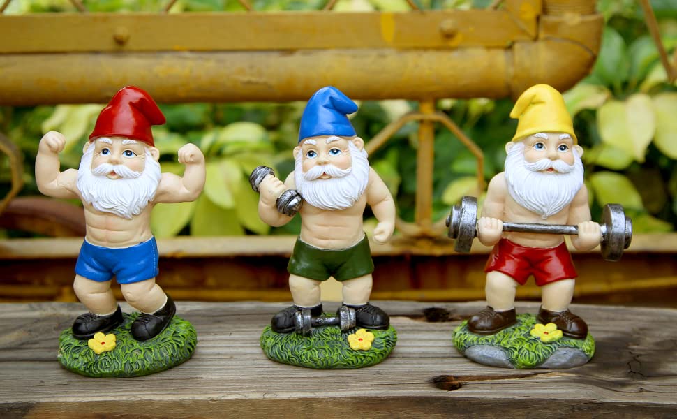 Mrsivrop gnomes on a patio table demonstrating decorative versatility