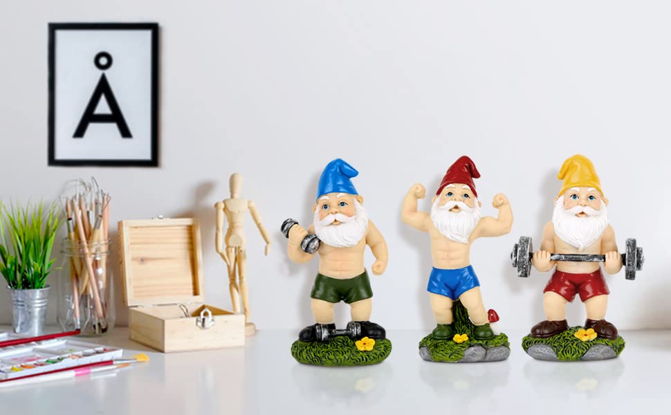 Mrsivrop three gnomes clustered in a flowerbed enhancing outdoor character