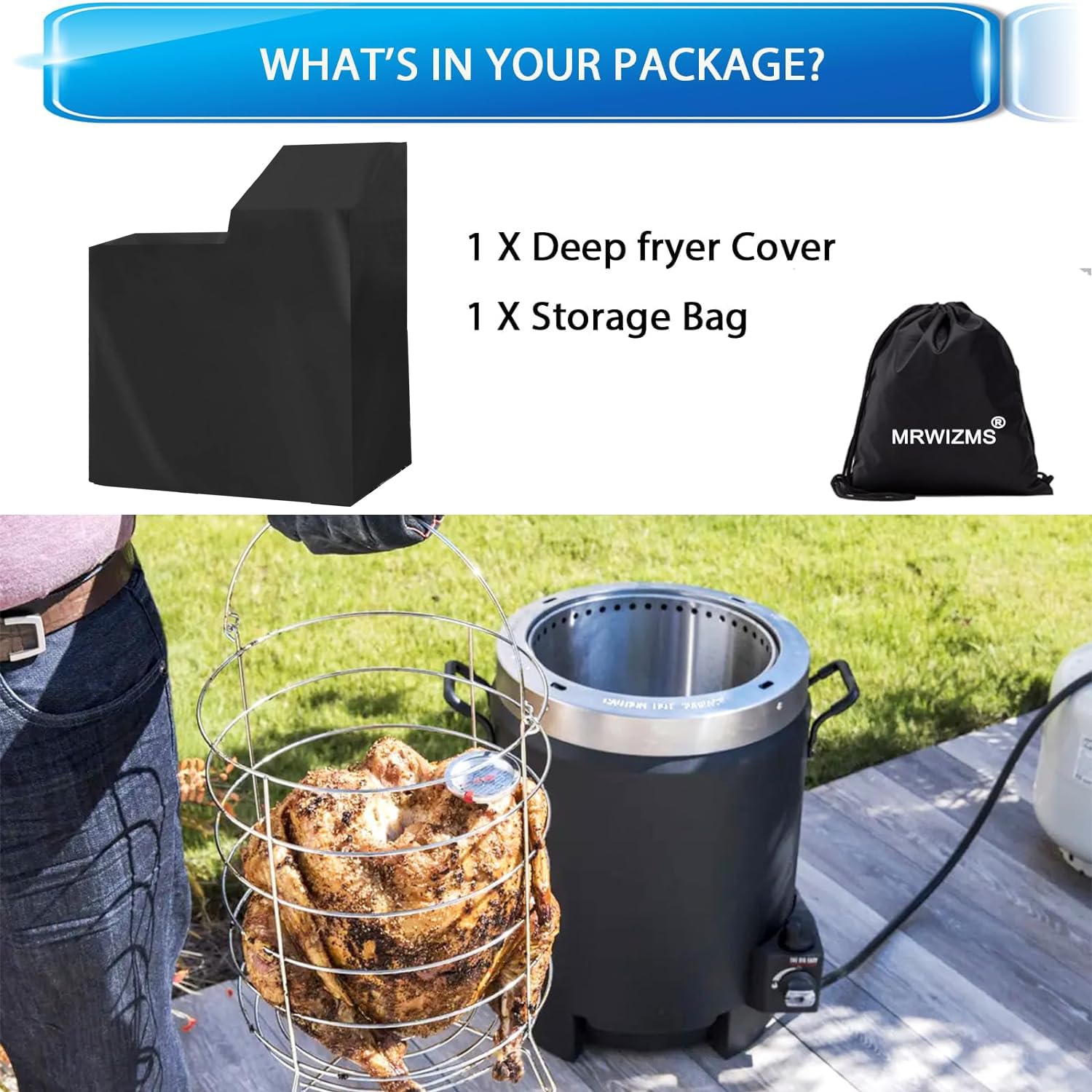 MRWiZMS lifestyle patio scene with covered fryer keeping equipment ready and clean