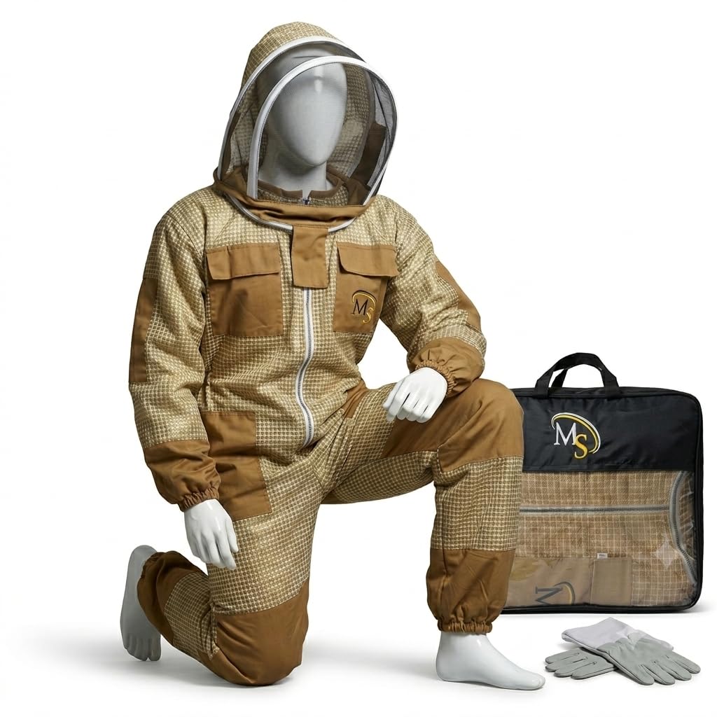 MS bee suit front view showing full coverage and cooling benefits