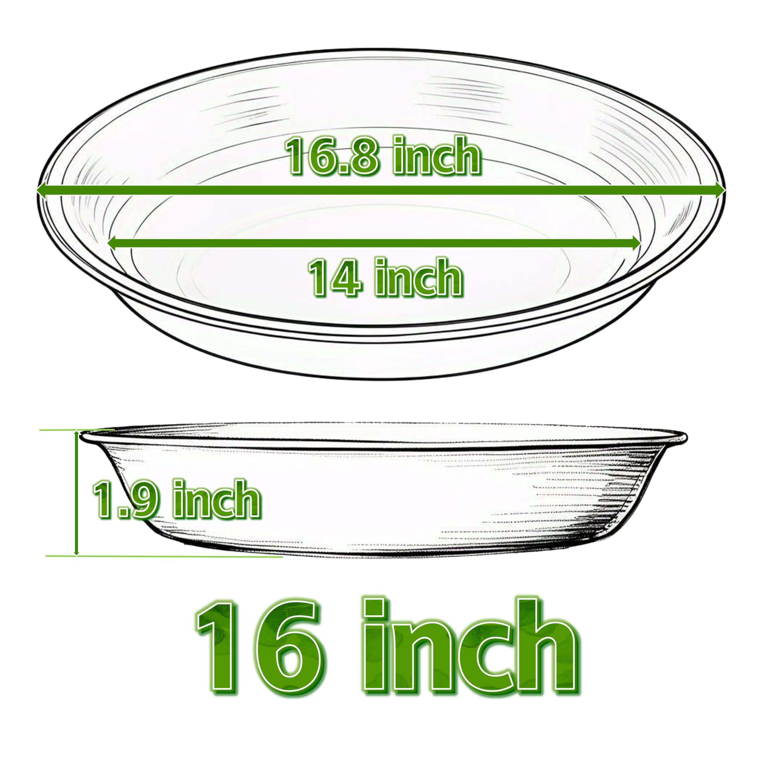MSKIAUO side profile highlighting 1.9 inch wall height and sturdy rim for water containment