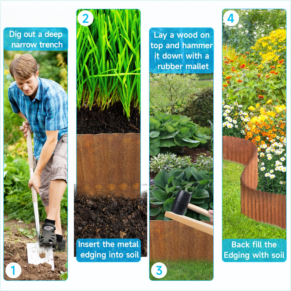 MTART edging installed around flower bed creating tidy separation and easier maintenance