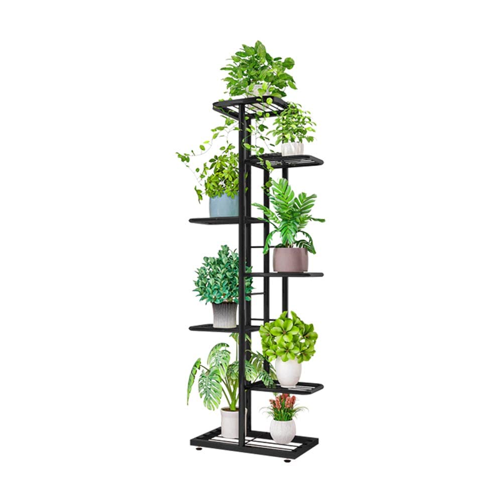 MTB Garden front view of 7-tier charcoal grey plant stand showing vertical display benefit