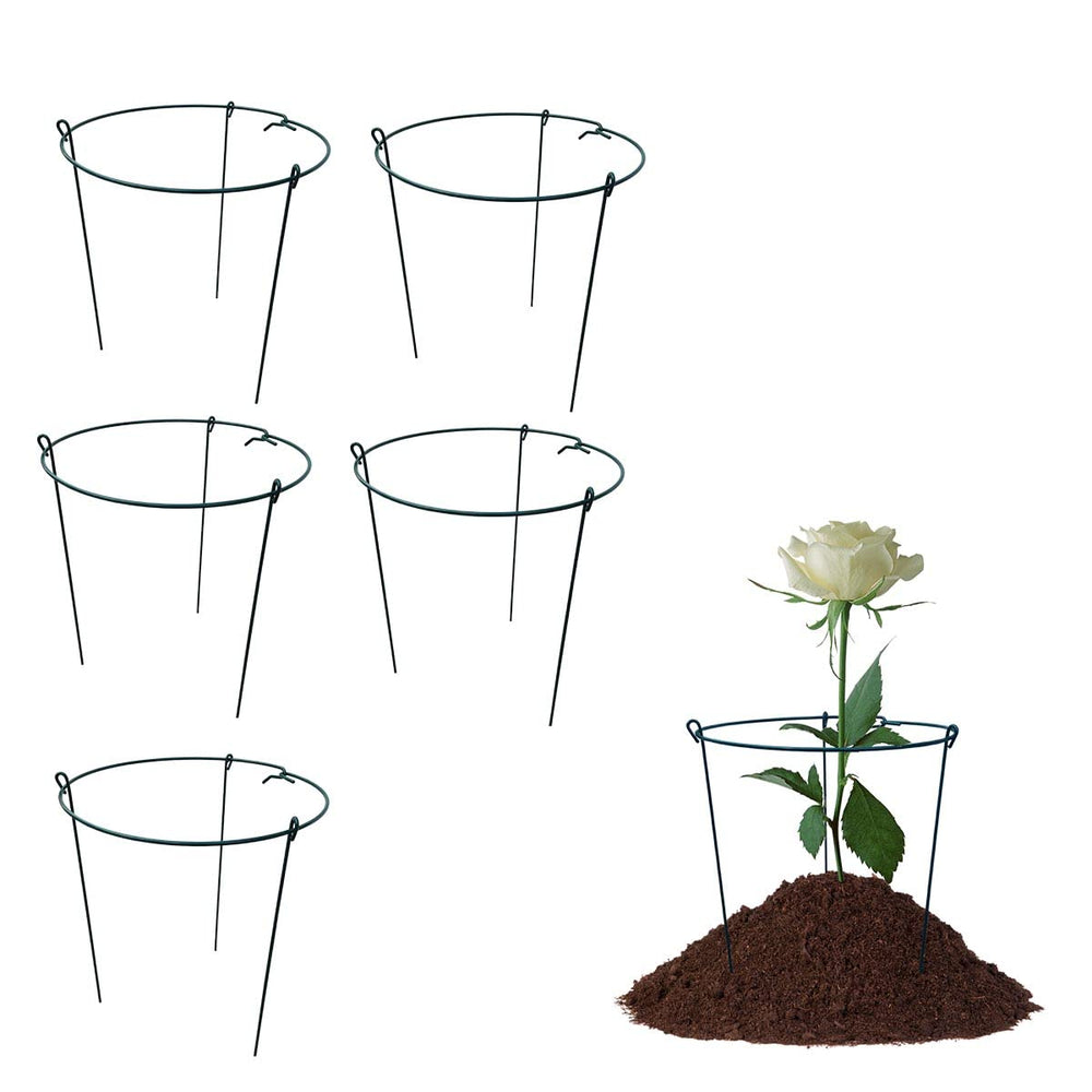 MTB Garden front view of five peony rings showing durable support and tidy beds