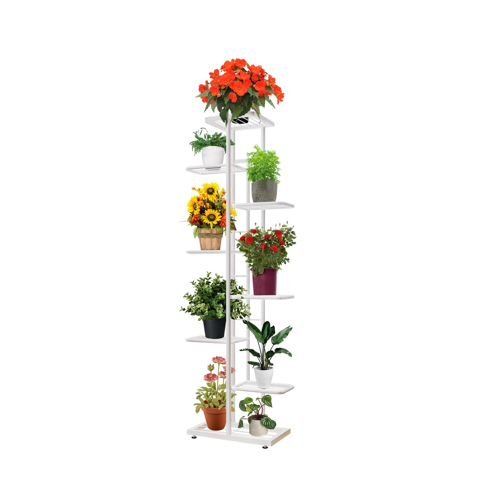 MTB Garden plant stand with mixed pots in use illustrating layered plant display benefit