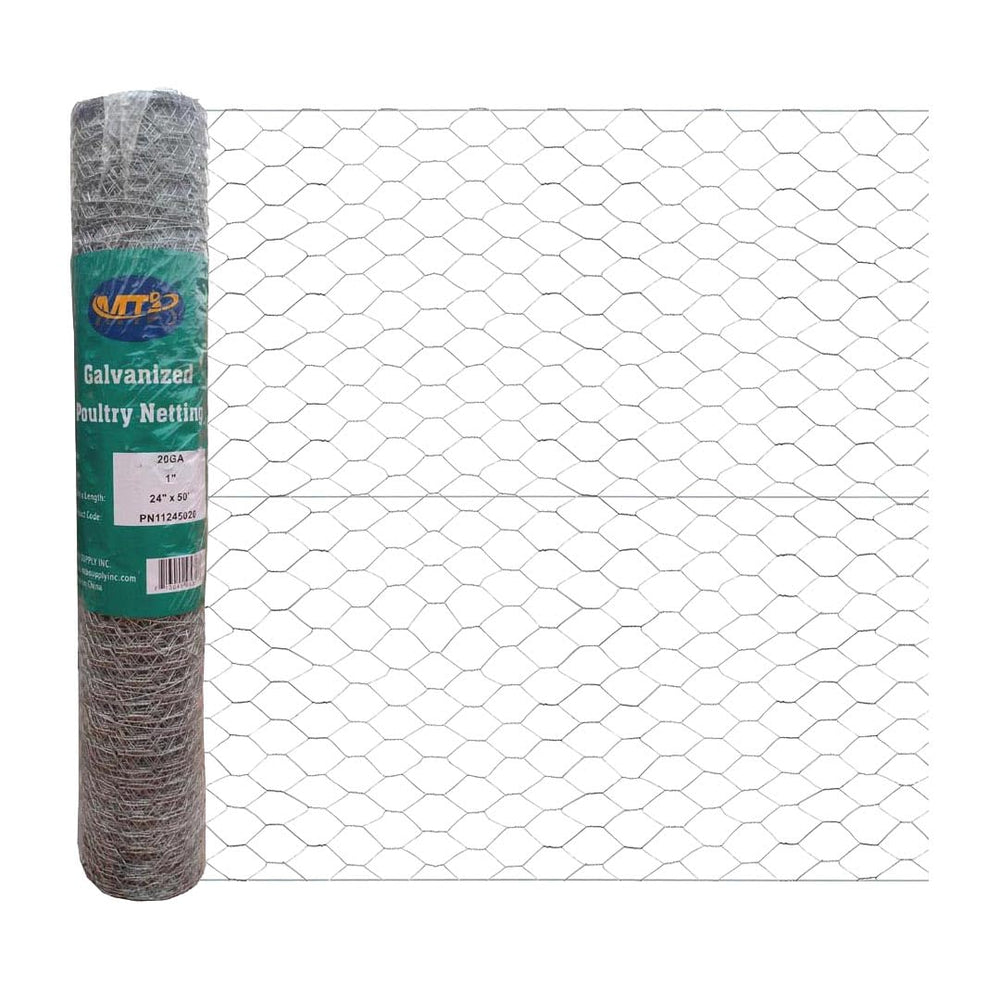 MTB Supply front view of 24x50 chicken wire roll showing compact packaging and ready-to-install protection