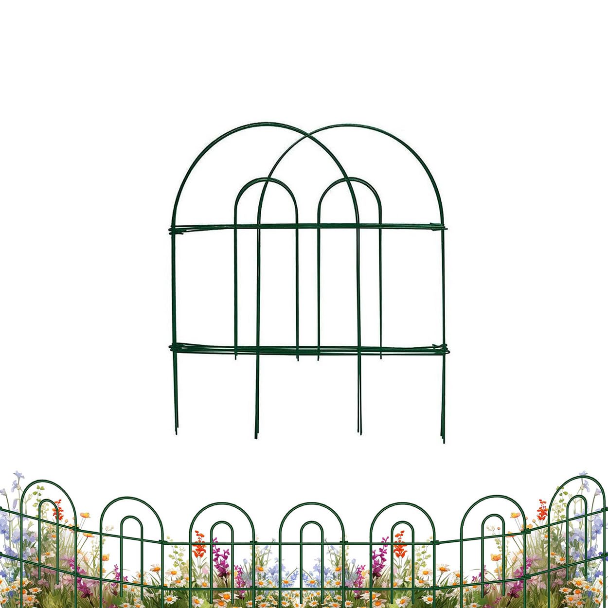 MTB Supply front view of five-pack fence showing overall length and finish