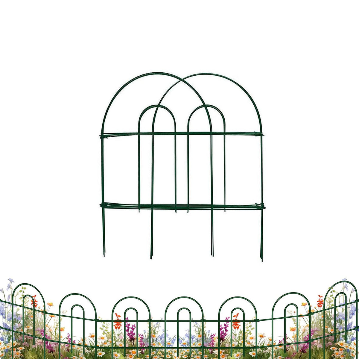 MTB Supply front view of five-pack fence showing overall length and finish