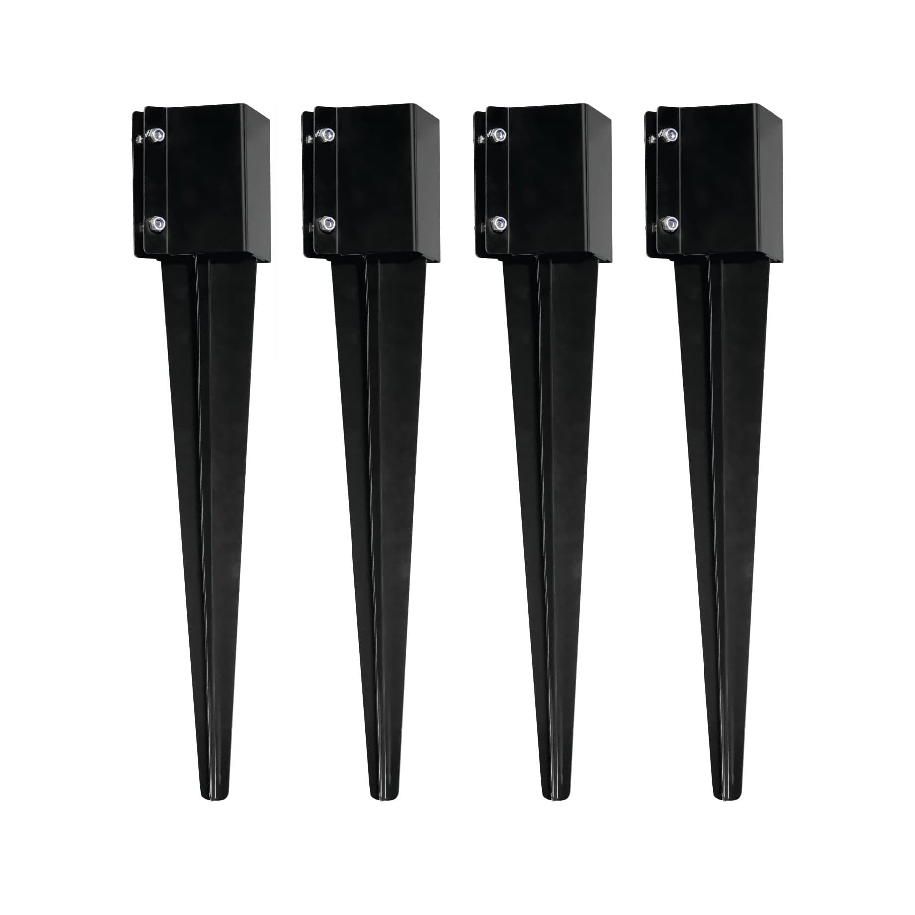 MTB Supply front view of four black powder-coated anchors showing packaging and contents