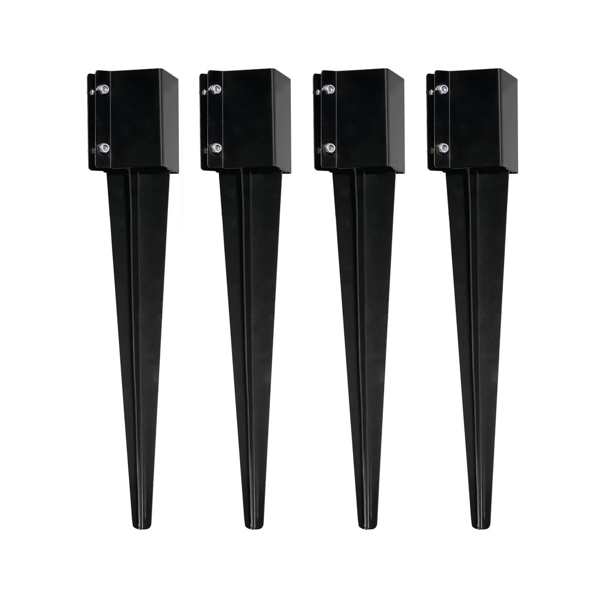 MTB Supply front view of four black powder-coated anchors showing packaging and contents