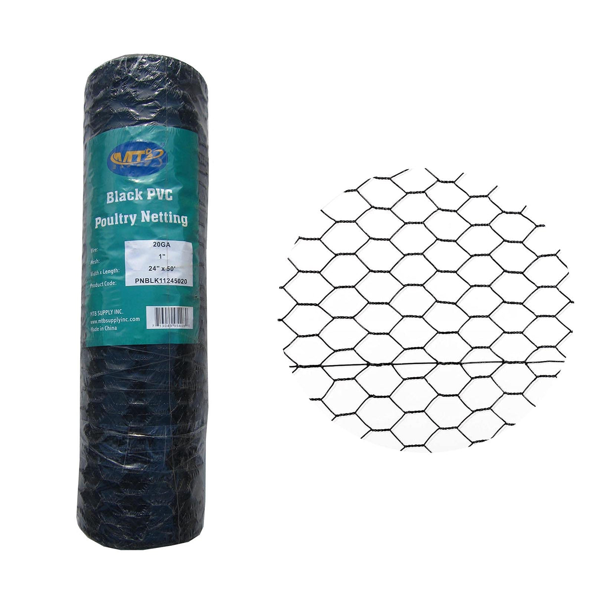 MTB Supply front roll view showing black PVC coating and compact packaging for easy storage