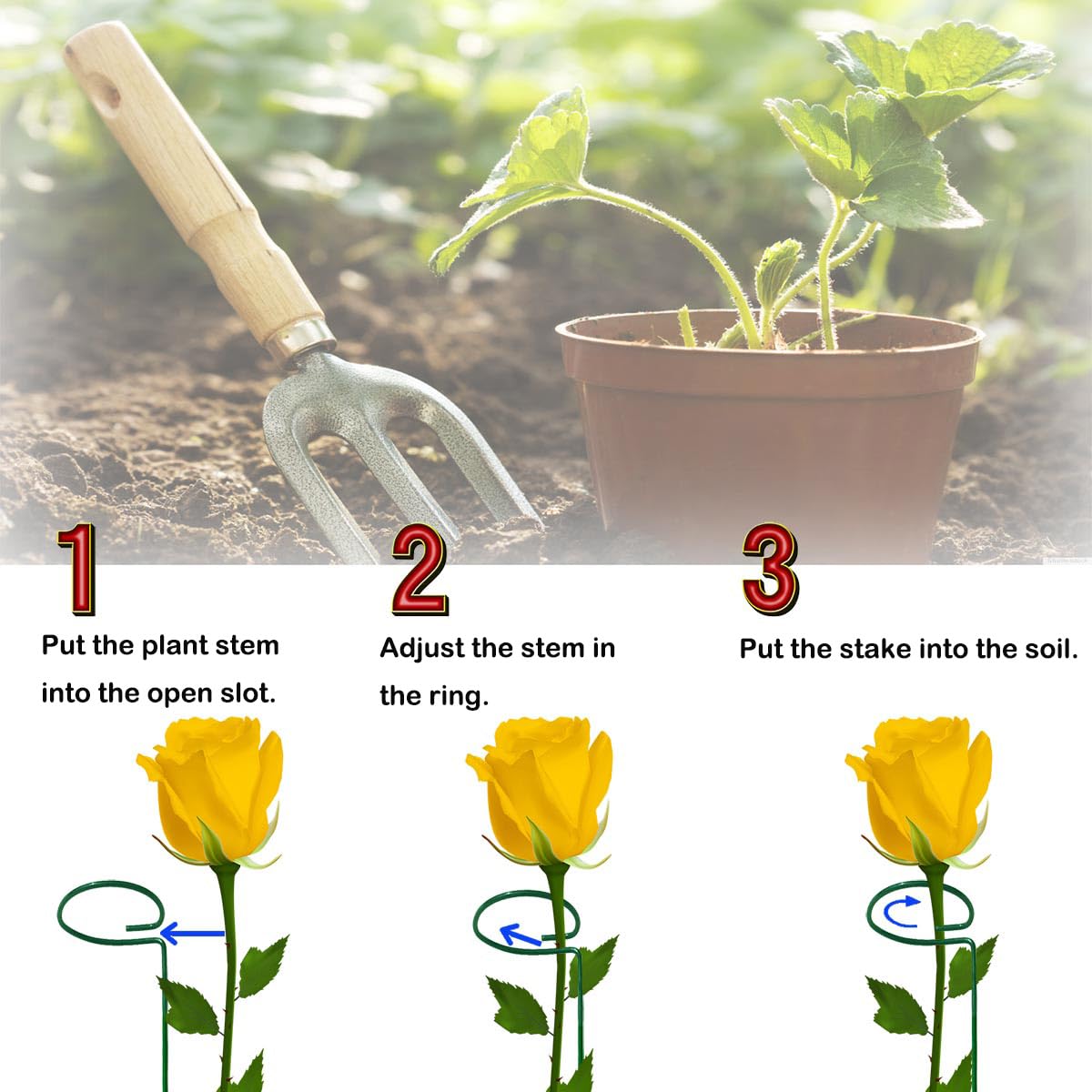 MTB Supply in-use shot of lily with support ring keeping the stem upright and protecting bloom