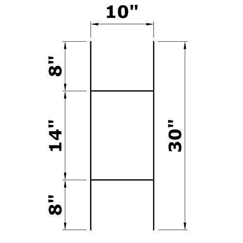 MTB Supply hand holding stake to show 30x10 inch scale for easy transport