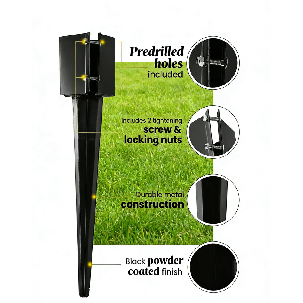 MTB Supply anchor with inserted 4x4 post and tightening screws demonstrating secure fit