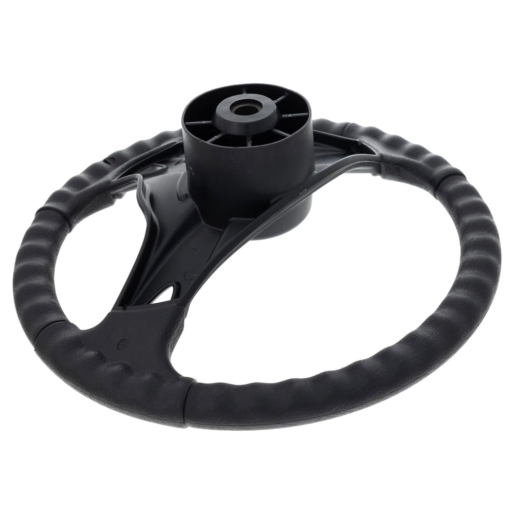 MTD steering wheel installed on mower demonstrating restored steering control