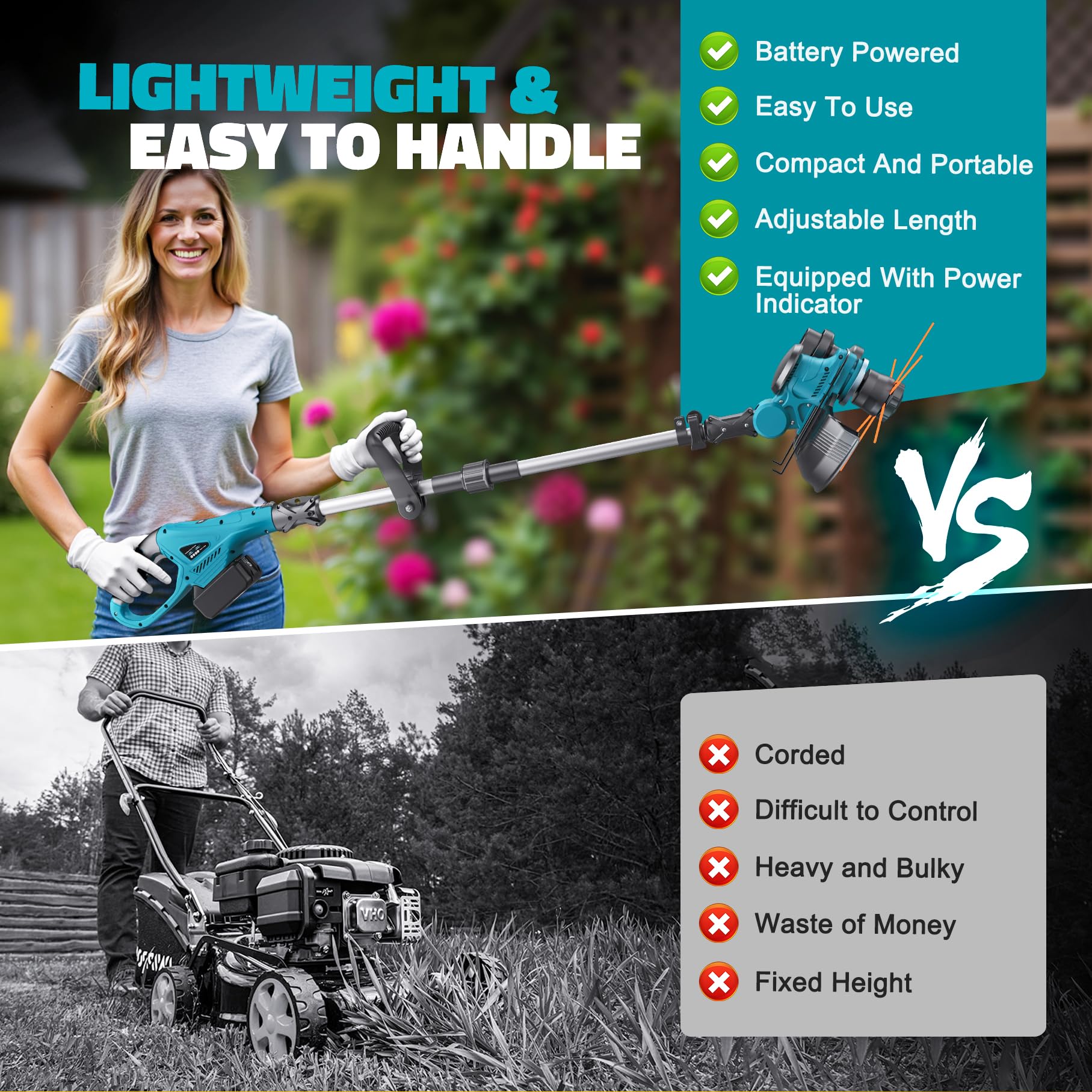 MtiolHig in a backyard lifestyle scene for quick yard touch-ups and tidying