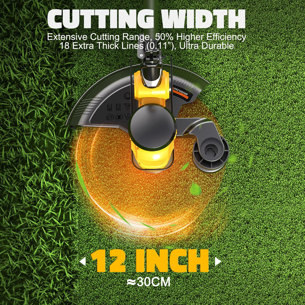 MtiolHig tilted head reaching under deck to trim hard-to-reach areas