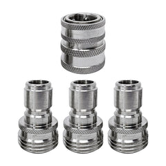 MTM Hydro front view of adapter kit showing durable stainless construction and contents