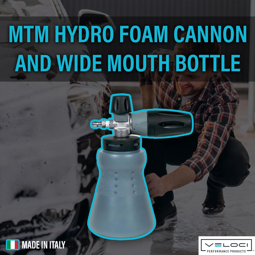 MTM Hydro PF22 wide-mouth bottle close-up for spill-free filling and mixing