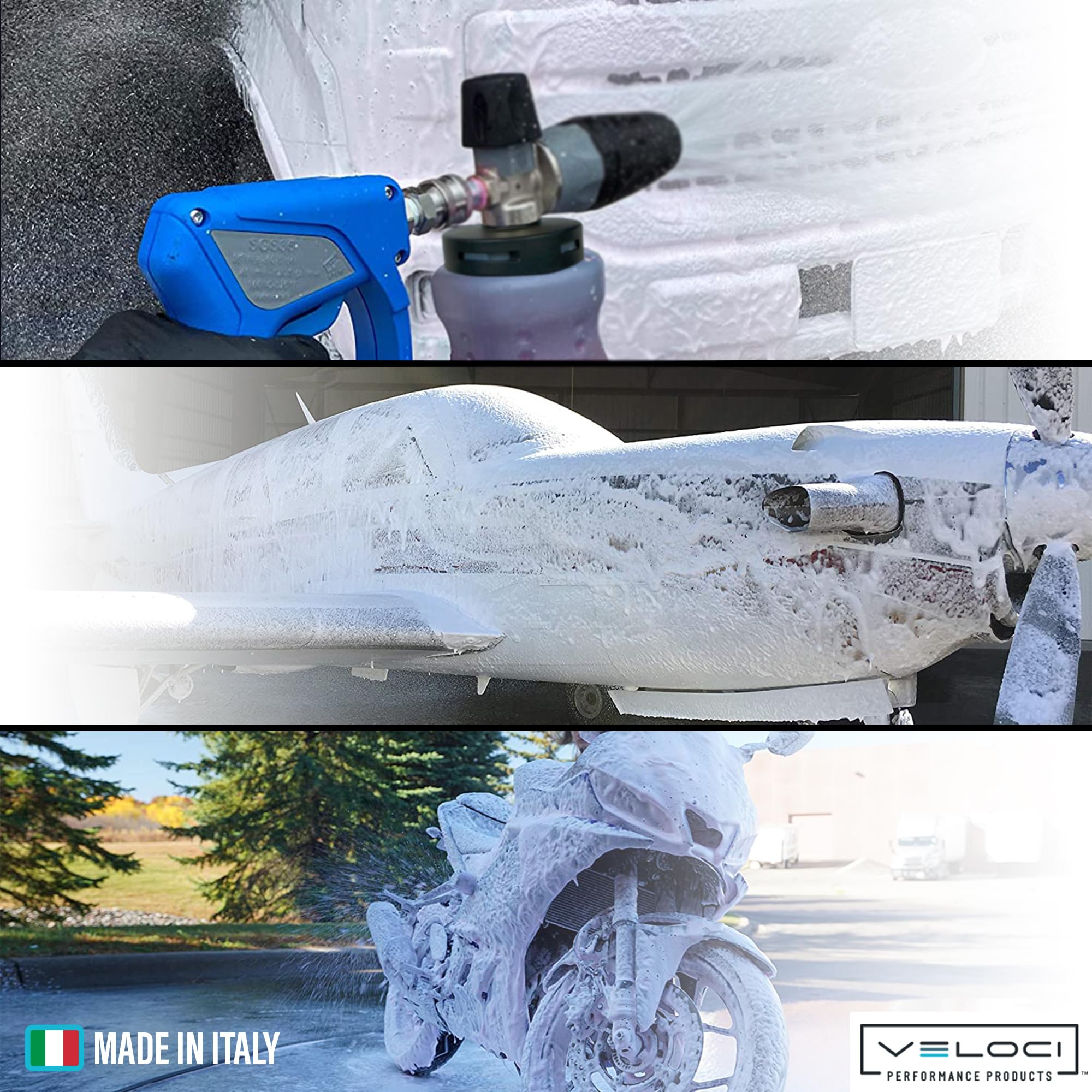 MTM Hydro PF22 producing thick foam on a car for faster soap coverage