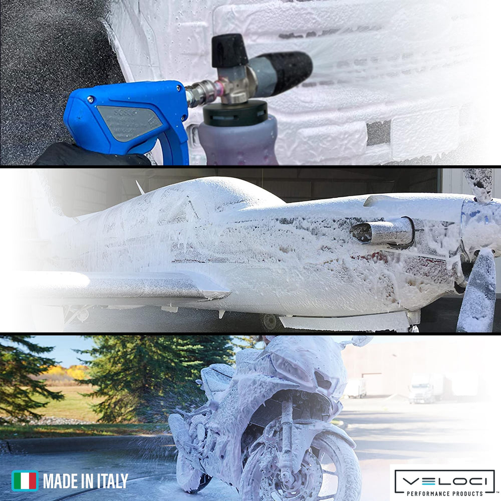 MTM Hydro PF22 producing thick foam on a car for faster soap coverage