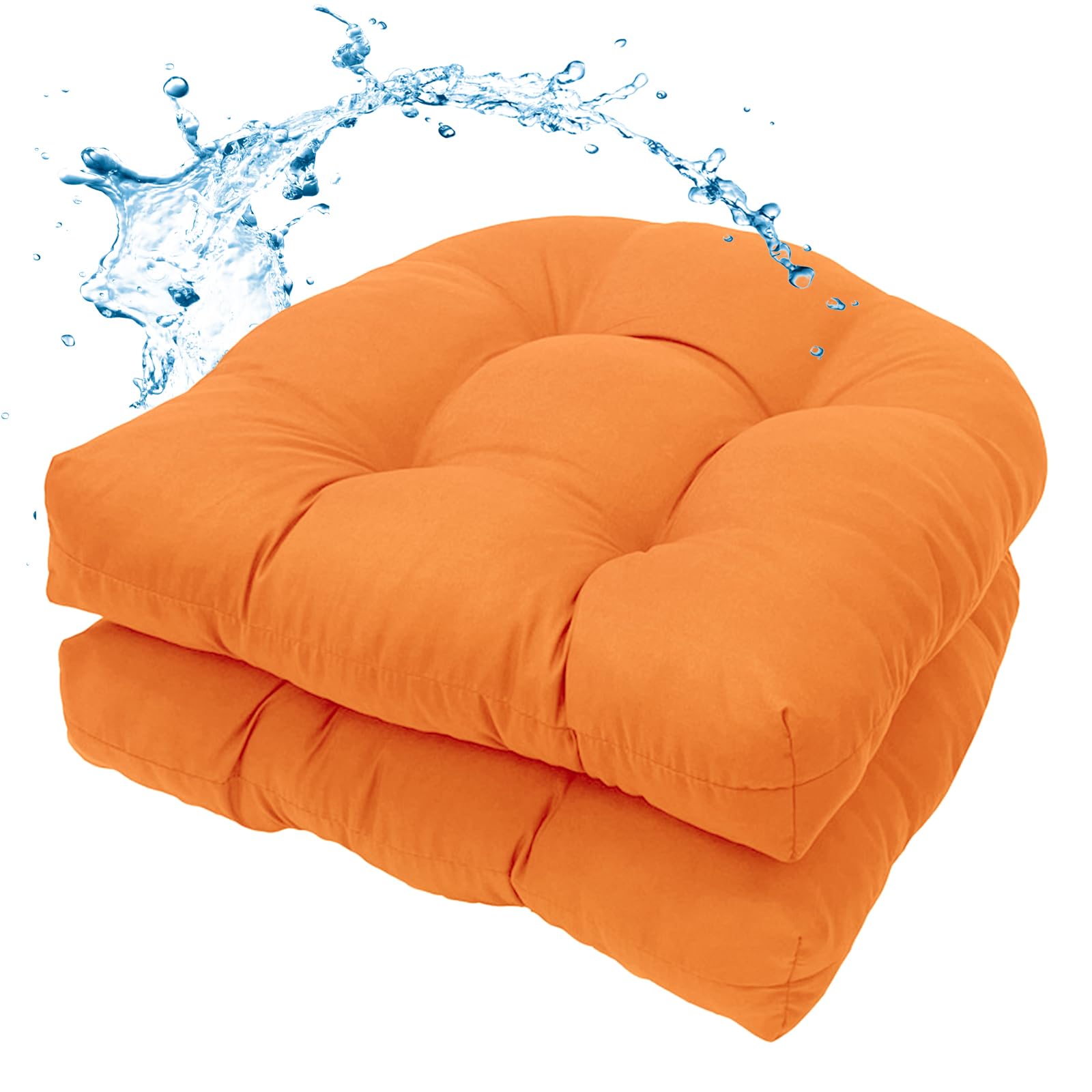 MTMR front view of two waterproof outdoor chair cushions showing cover and color, easy patio upgrade