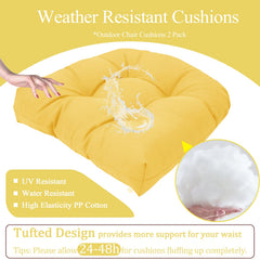 MTMR cushion in use on patio dining chair adds comfort
