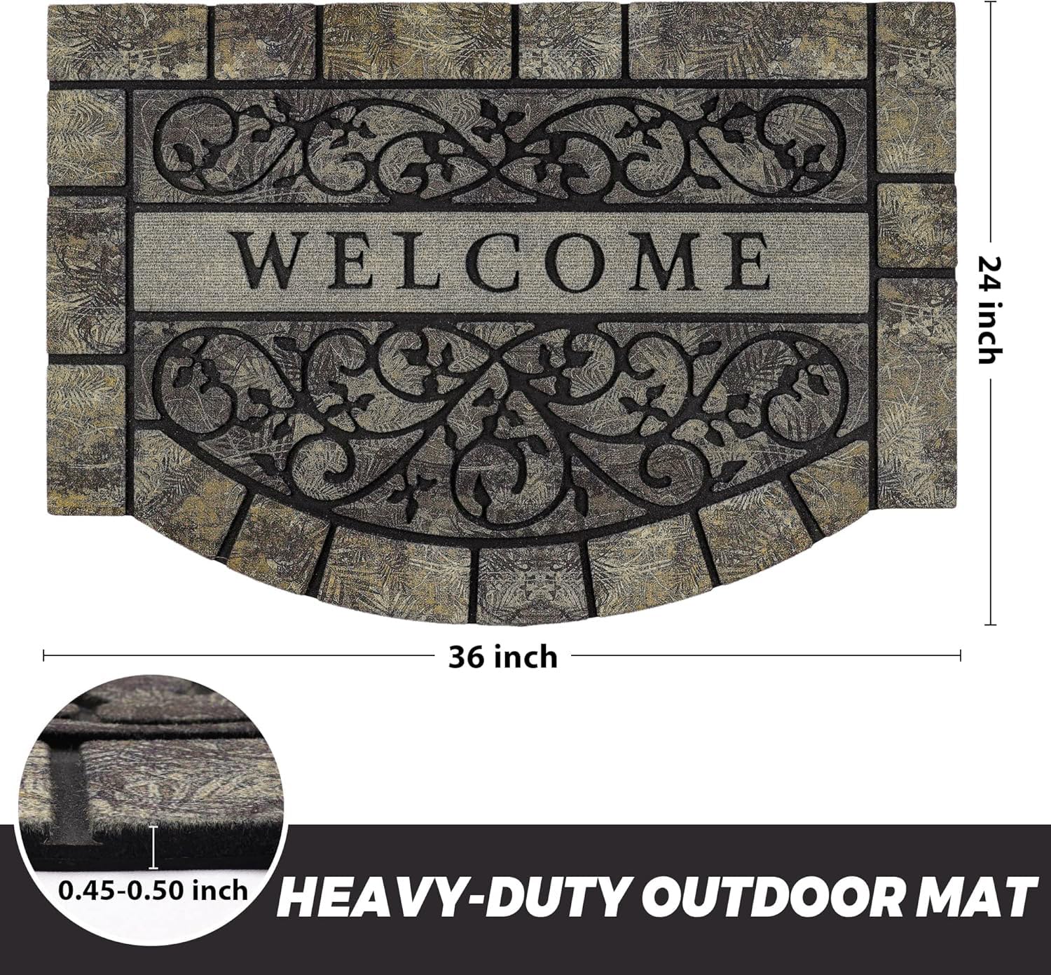 MTOUOCK rubber backing detail providing non-slip stability and safety