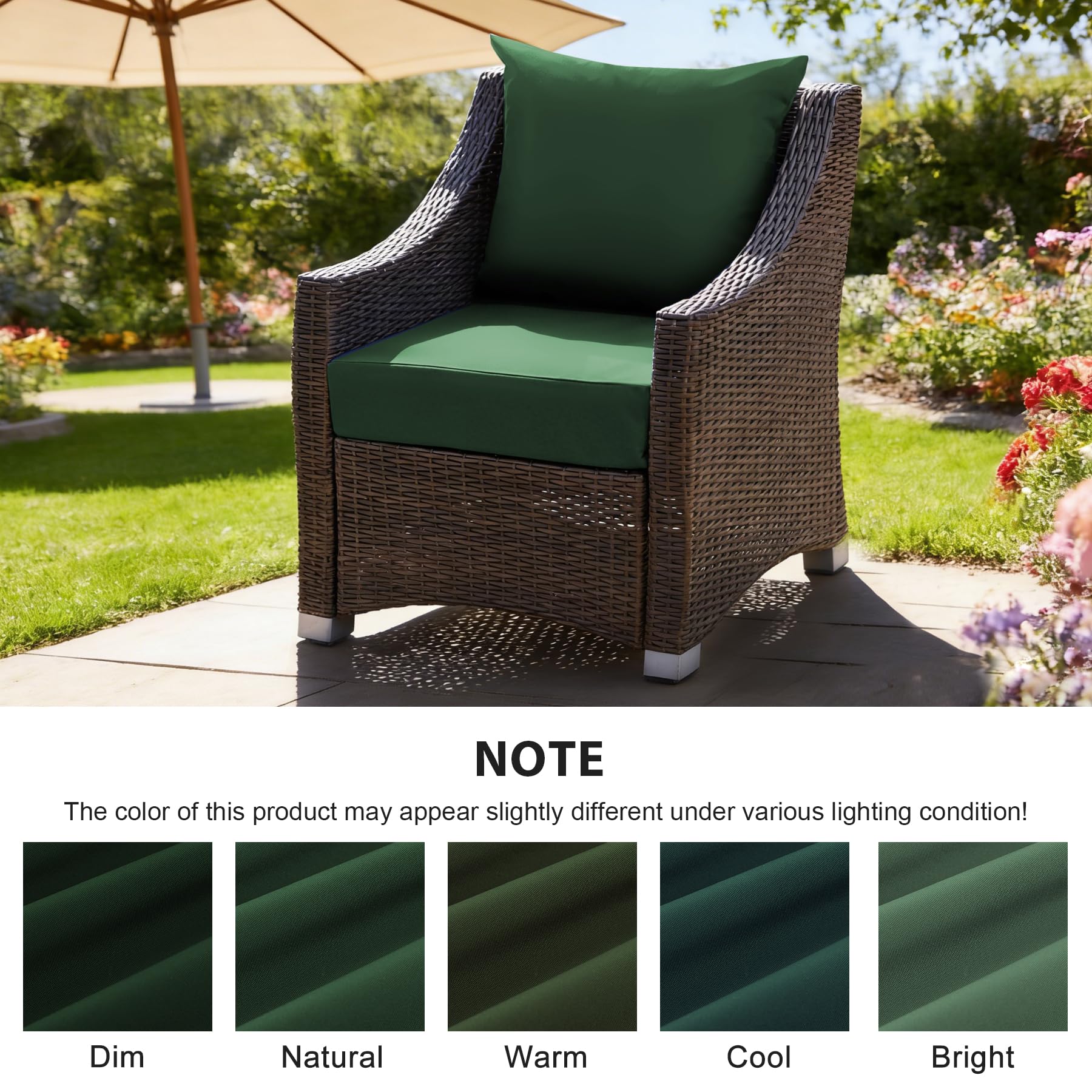 MuaMelop cushions arranged on patio lounge demonstrating coordinated outdoor styling