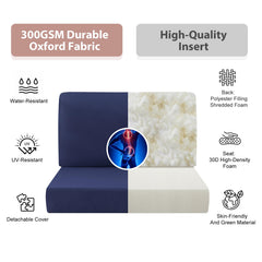 MuaMelop cushions on outdoor sectional in use demonstrating comfortable, stylish seating