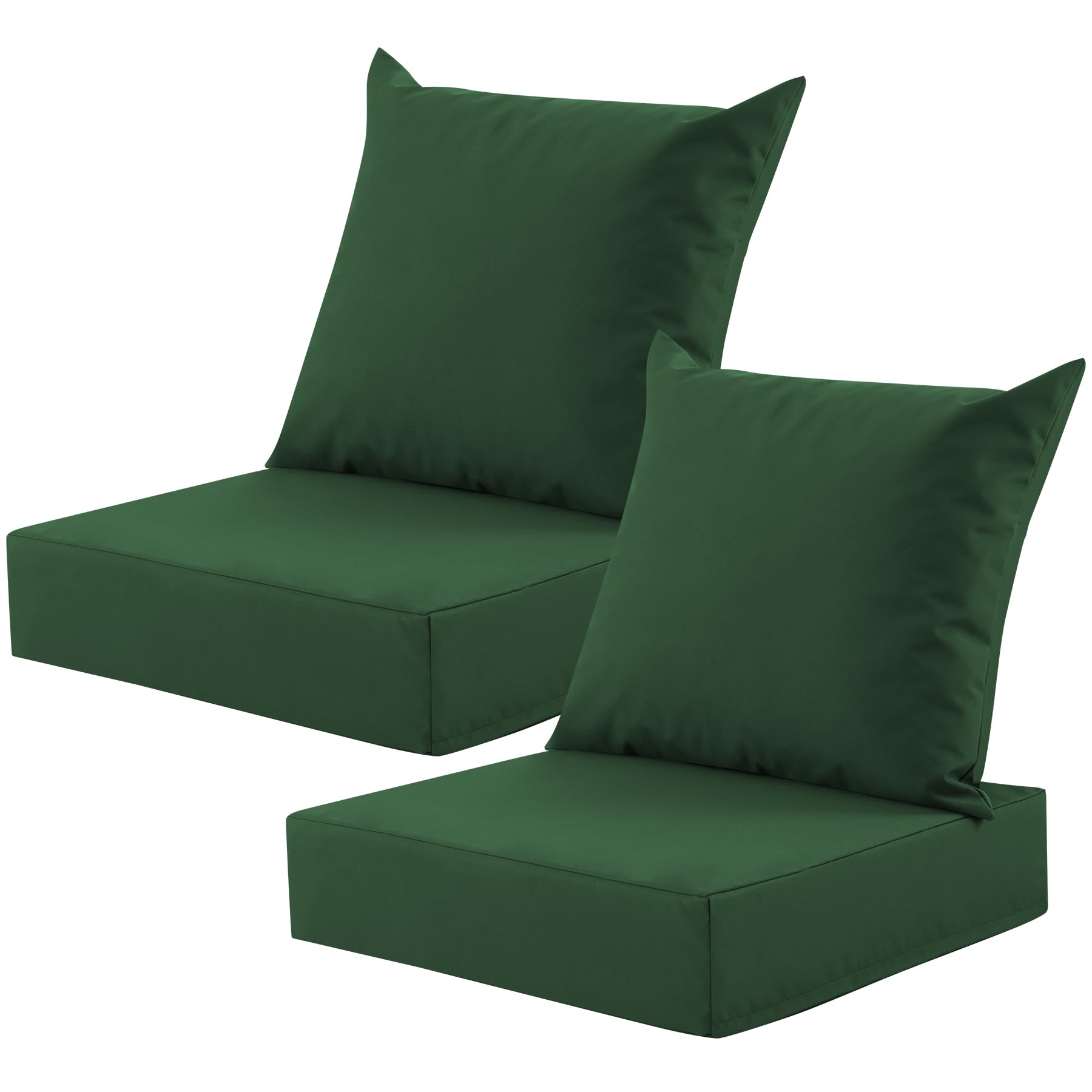 MuaMelop front view showing forest green cushions and neat stitching, enhances patio style