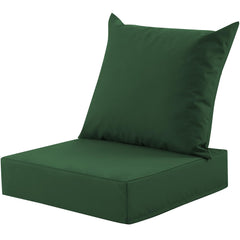 MuaMelop front view cushion showing clean forest green cover and neat edges for polished seating