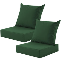 MuaMelop front view showing forest green cushions and neat stitching, enhances patio style