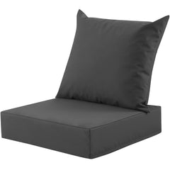 MuaMelop front view cushion showing dark grey finish and durable look, enhancing patio comfort