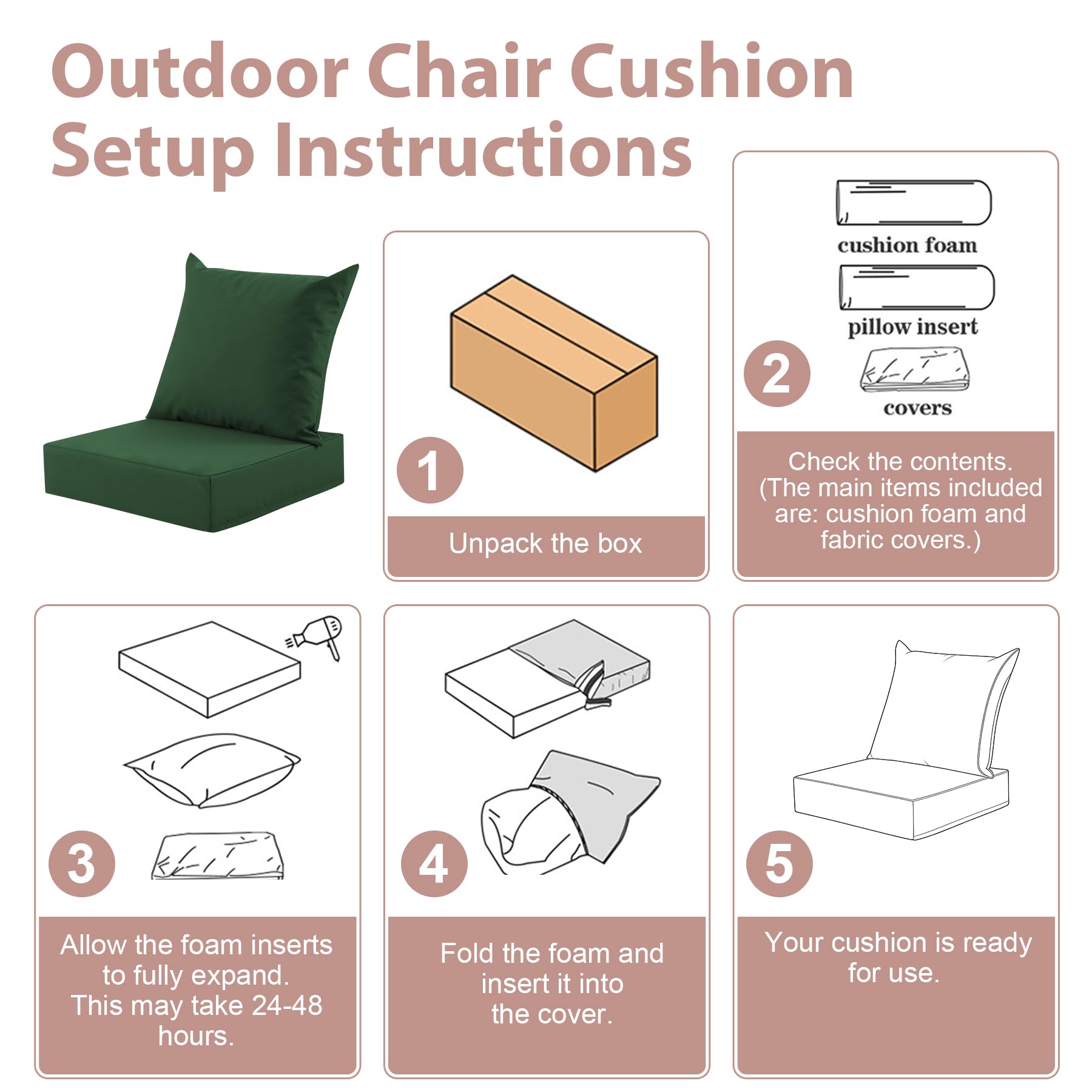 MuaMelop cushion beside chair to show 24x24 inch scale for proper fit