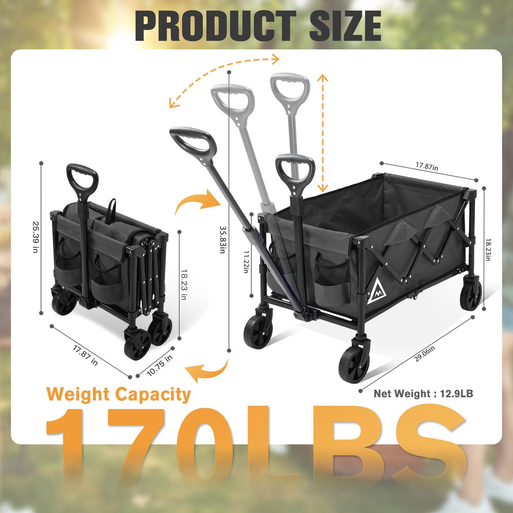 Muarch wagon folded compact for trunk or closet storage and portability