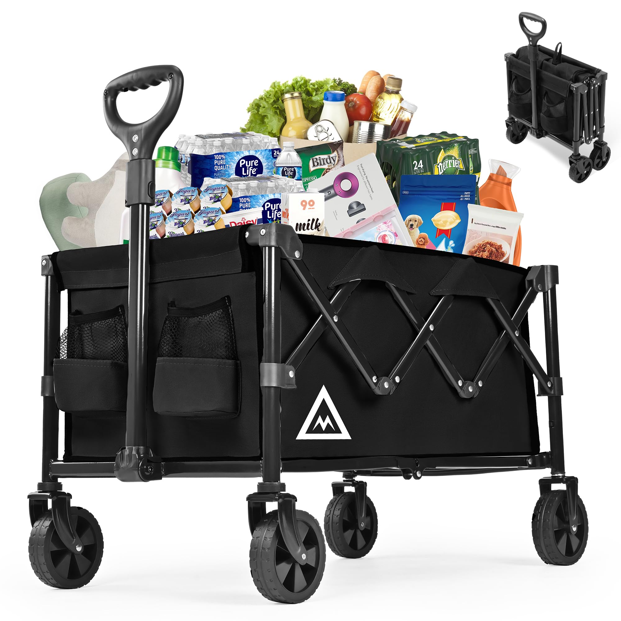 Muarch wagon front view showing stable frame and large cargo capacity