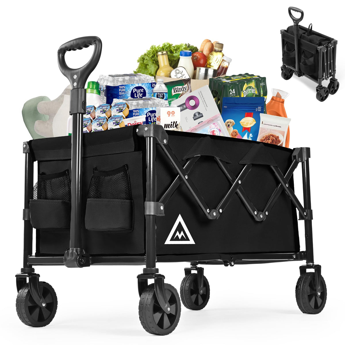 Muarch wagon front view showing stable frame and large cargo capacity