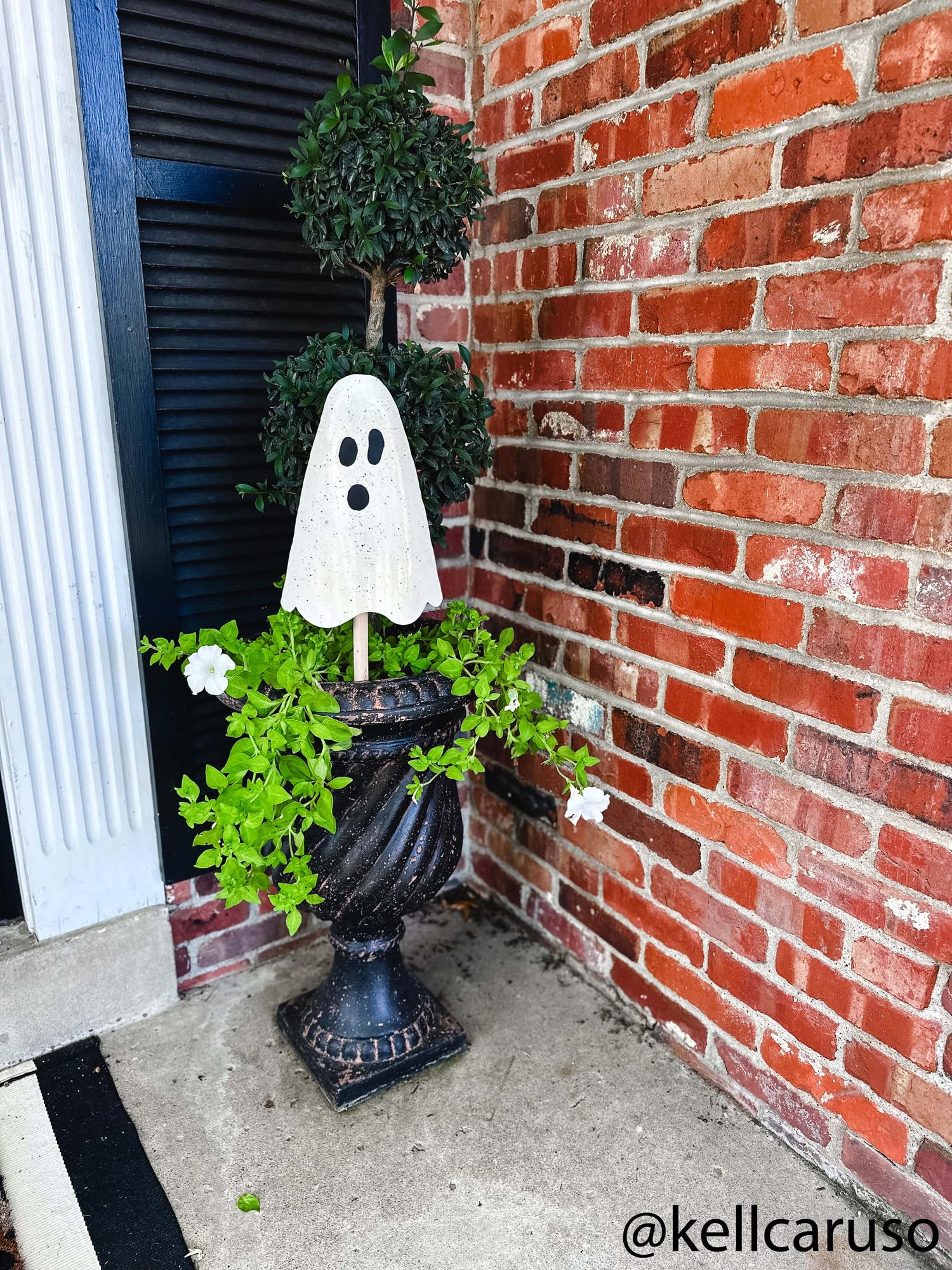 Mud Pie porch display with lights showing festive curbside decoration