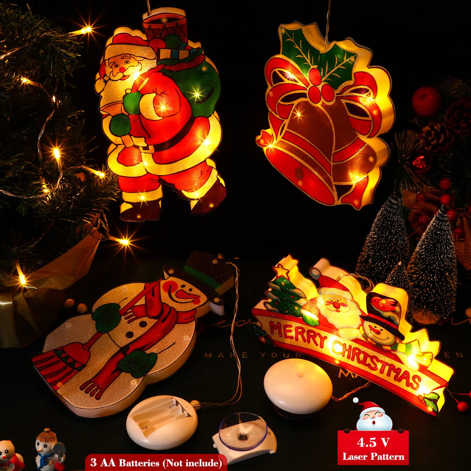 Mudder window display at night creating warm holiday ambiance indoors