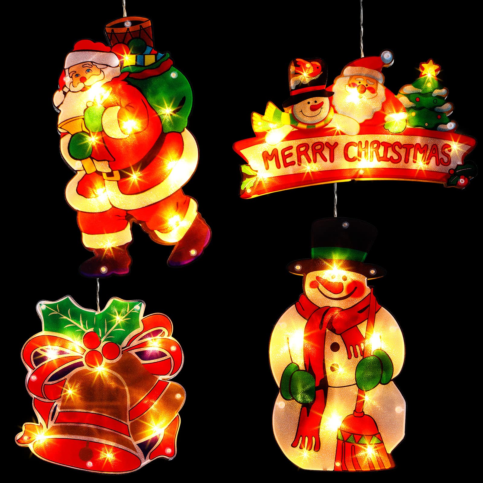 Mudder Santa close-up lit outline showing bright colorful LEDs and festive appeal