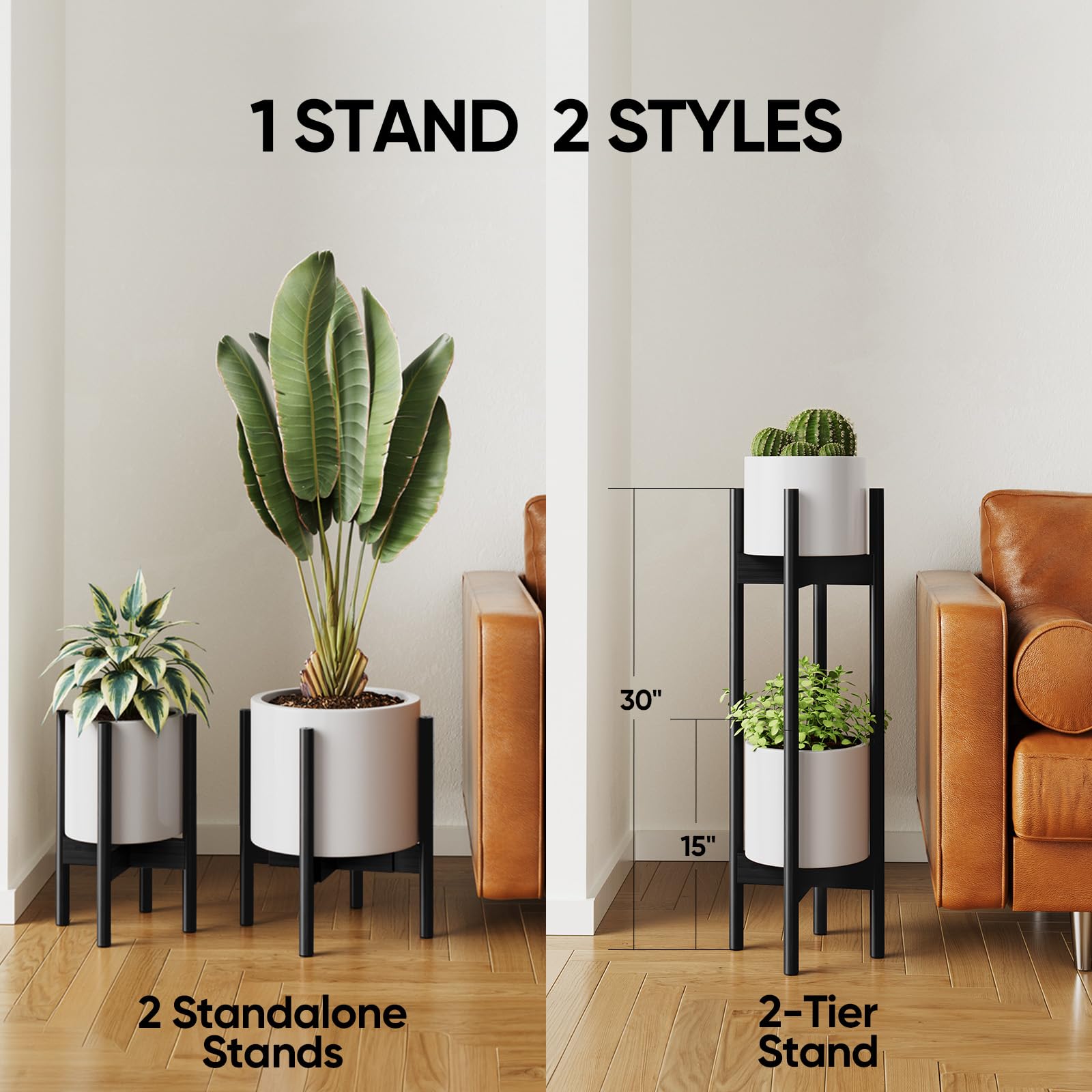 MUDEELA adjustable-width demonstration showing how the stand fits 8–12 inch pots