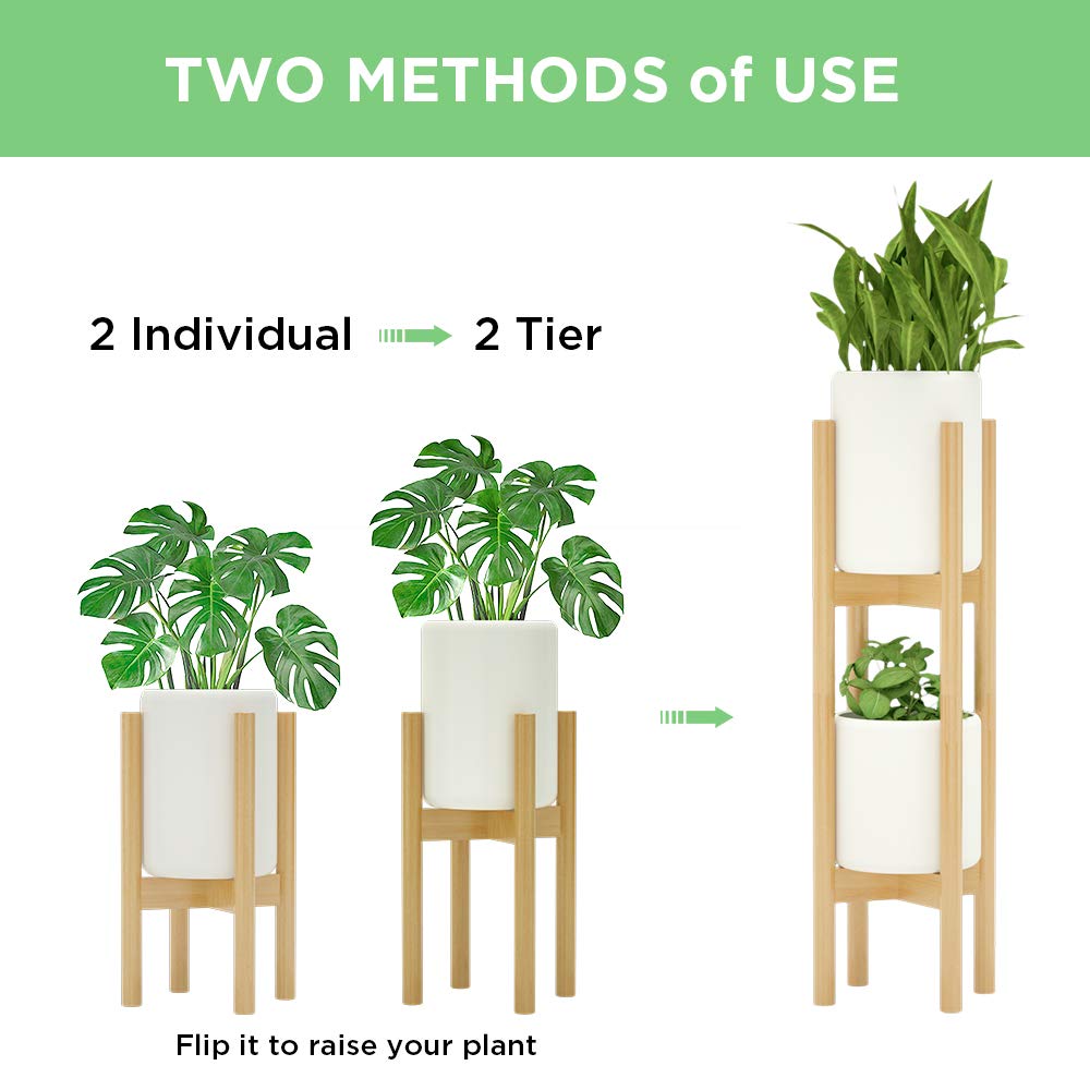 MUDEELA assembled as 2-tier stand displaying vertical plant styling benefit