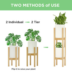 MUDEELA assembled as 2-tier stand displaying vertical plant styling benefit