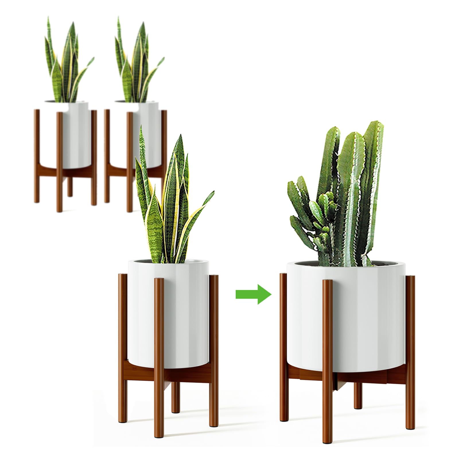 MUDEELA front view of dark brown bamboo plant stand showing silhouette and height
