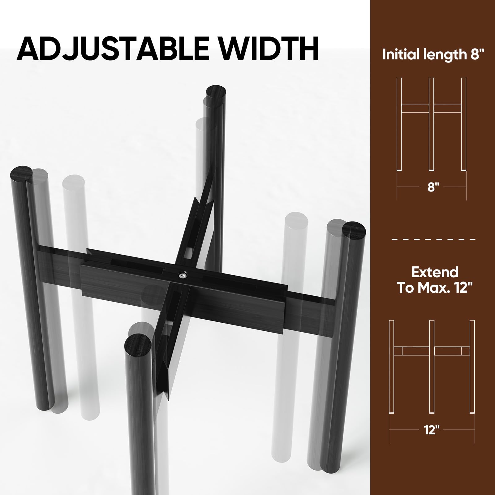 MUDEELA assembled as a 30-inch two-tier stand demonstrating added height for plants
