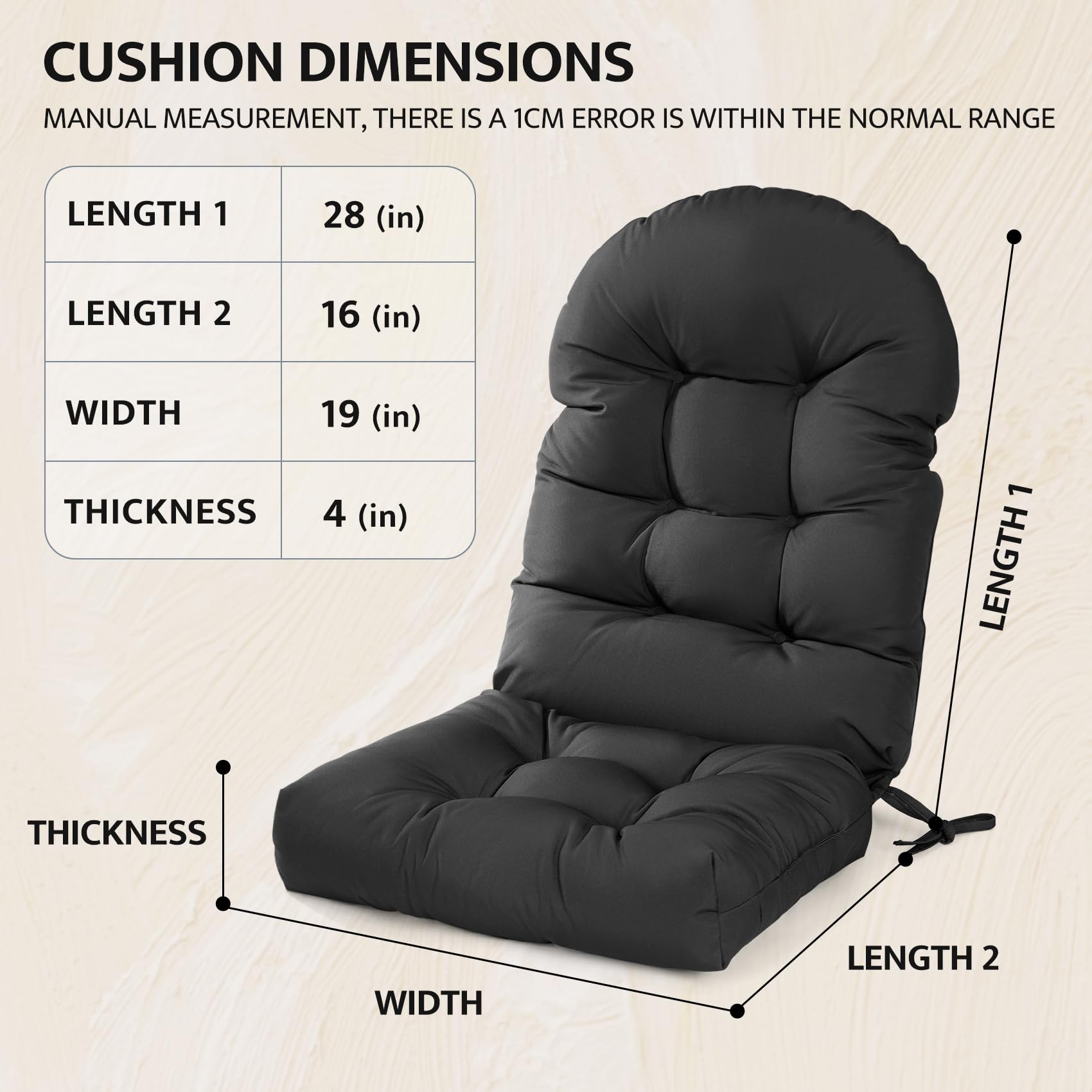 mudilun cushion in use on a patio Adirondack chair for relaxed seating