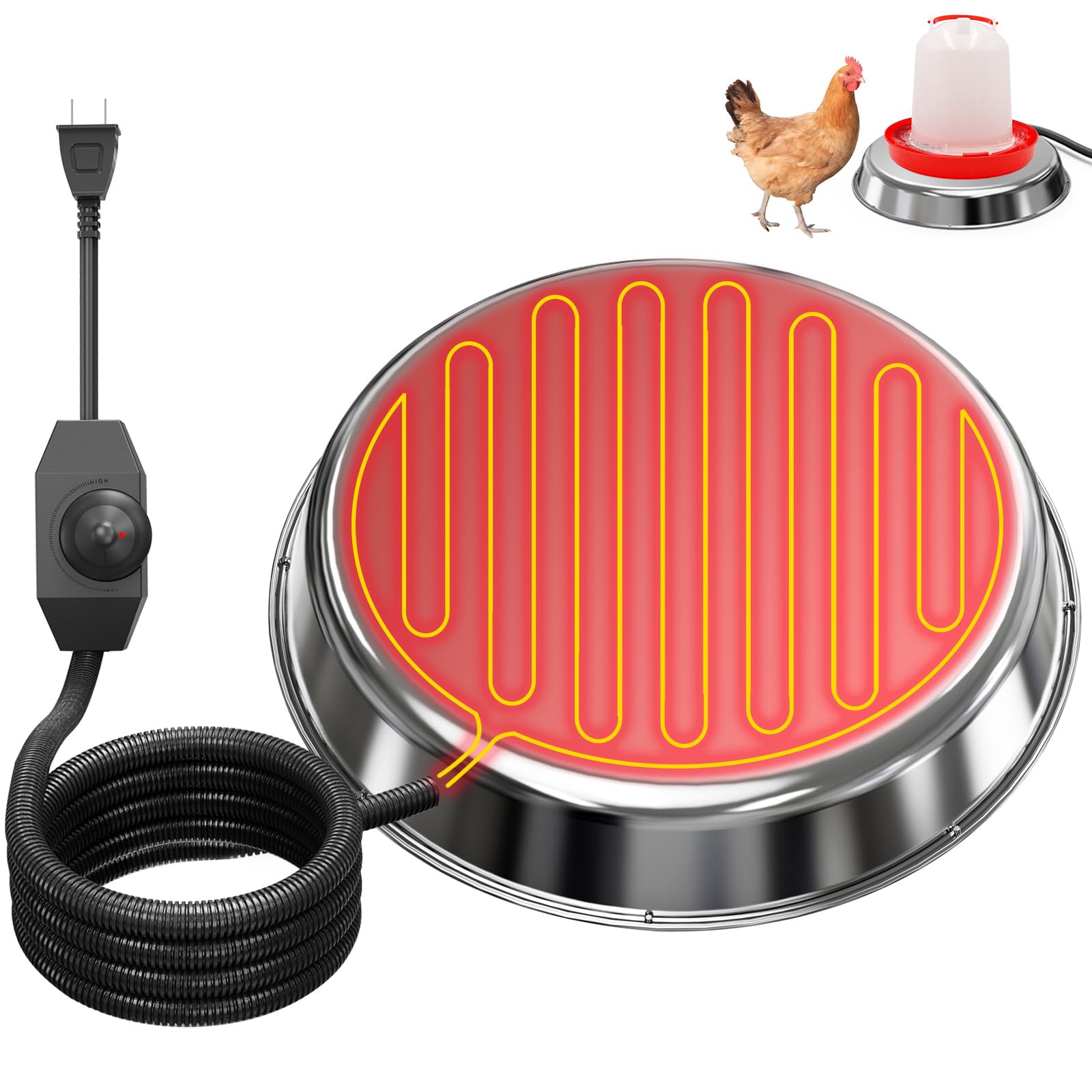 MUDUOBAN front view of 14-inch heater base showing stable heating surface benefit